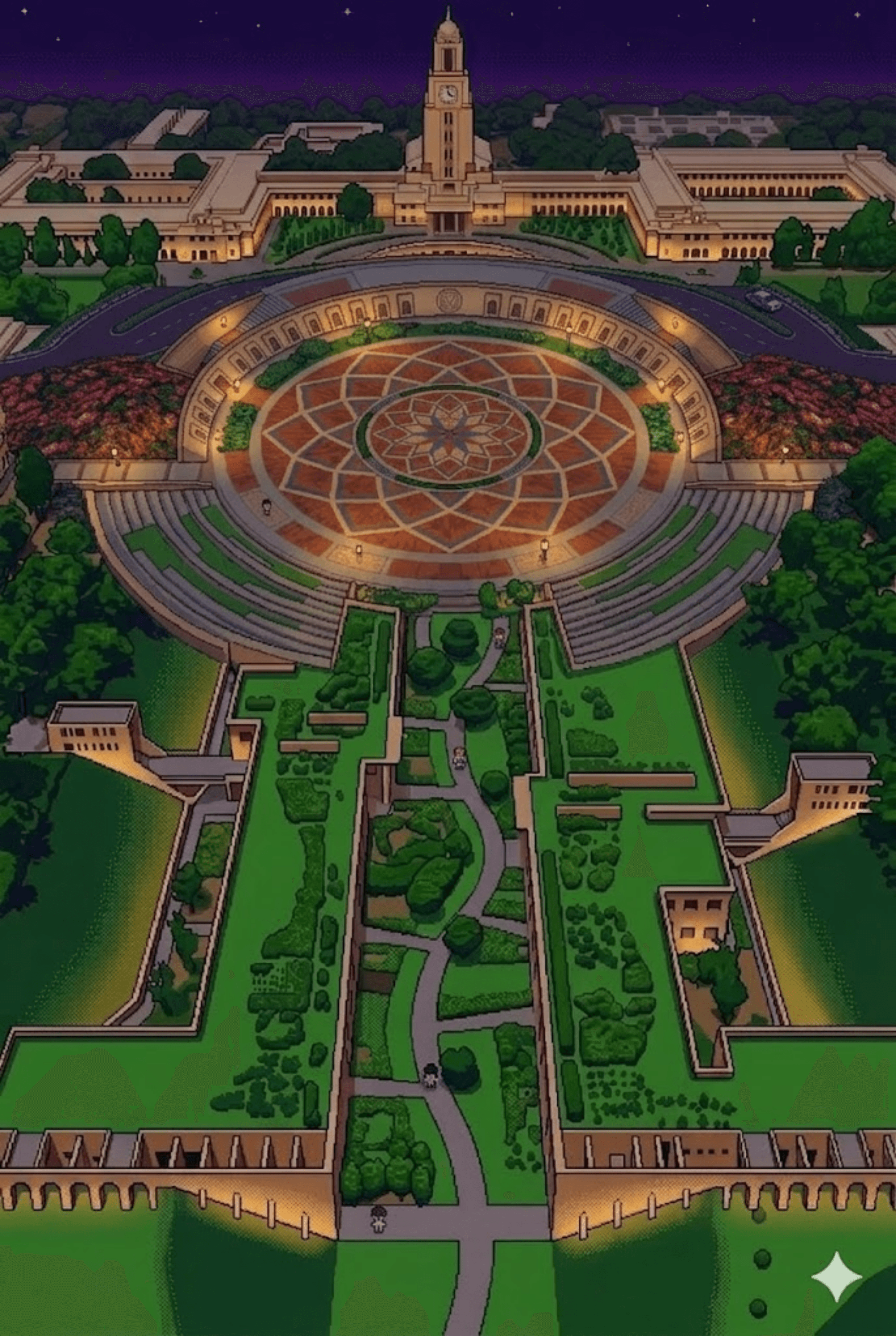 BITS Pilani campus with rotunda — portrait aerial view